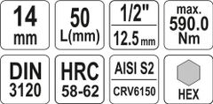 YATO Nástavec 1/2" bit Imbus H14