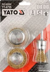 YATO Sada kartáčů drátěných s nástavcem do vrtačky 3 ks pomosazený drát
