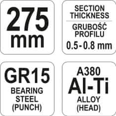 YATO Kleště ke spojování profilů 275mm max 0,8mm