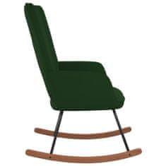 Vidaxl Houpací židle tmavě zelená samet