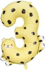 KIK Fóliový balónek číslo "3" - Gepard 68x98 cm