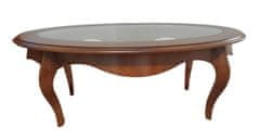 Amoletto Import Stylový oválný konferenční stolek prosklený 125x70x46