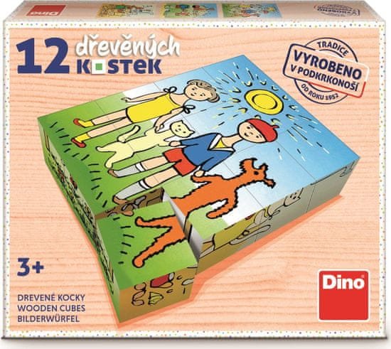 Dino Obrázkové kostky Pejsek a kočička, 12 kostek