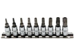 BGS technic Zástrčné hlavice 1/4" TORX s otvorem TT10-TT50, sada 9 ks na liště - BGS 2165