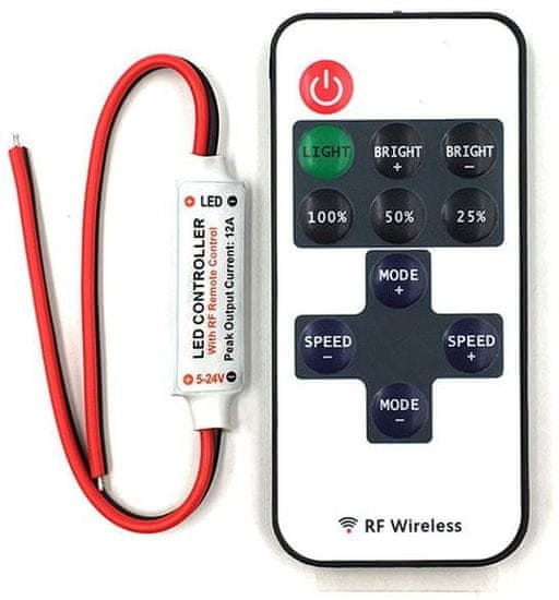 HADEX Dálkové ovládání RF 433MHz 12V/6A pro LED pásky, přijímač+vysílač