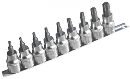 ASTA Zástrčné hlavice TORX 1/2", T20 - T60, sada 9 kusů na liště - ASTA