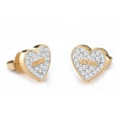 Guess Romantické pozlacené náušnice s krystaly Studs Party JUBE02173JWYGT/U