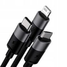 BASEUS Sada kabelů USB - USB typ C / microUSB / Lightning Baseus Starspeed