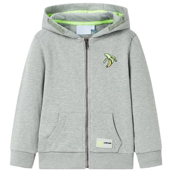 Greatstore Dětská mikina s kapucí na zip světle khaki melanž 104