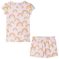 Vidaxl Dětské pyžamo s krátkým rukávem bledě růžové 128