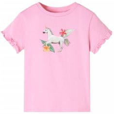 Vidaxl Dětské tričko s krátkým rukávem jasně růžové 104