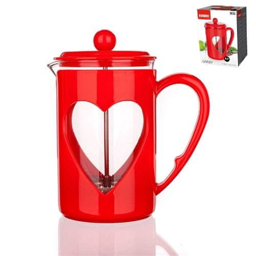 Banquet Konvice french press 800ml sklo/nerez/plast filtr DARBY red