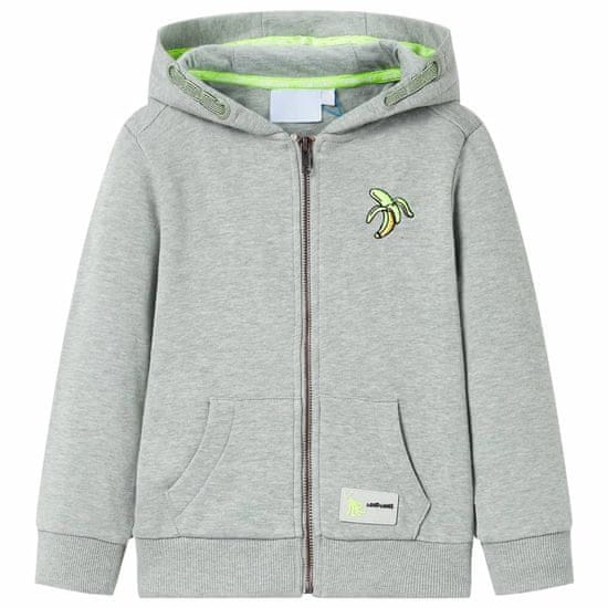 Vidaxl Dětská mikina s kapucí na zip světle khaki melanž 128