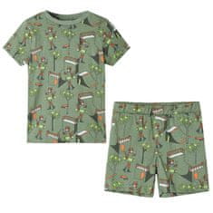 Vidaxl Dětské pyžamo s krátkým rukávem světle khaki 140
