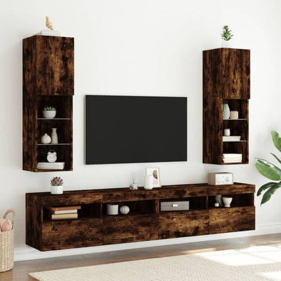 Vidaxl TV skříňky s LED osvětlením 2 ks kouřový dub 30,5 x 30 x 102 cm