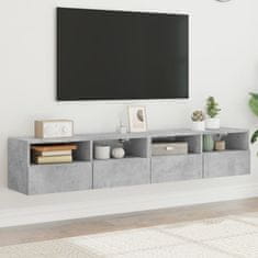 Greatstore Nástěnné TV skříňky 2 ks betonově šedé 80 x 30 x 30 cm kompozit