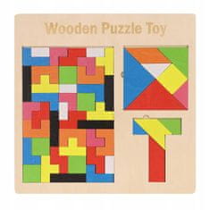 KOMFORTHOME Tetris 3v1 Puzzle Dřevěné puzzle bloky