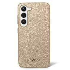 Guess  PC/TPU Glitter Flakes Metal Logo Zadní Kryt pro Samsung Galaxy S23 Gold