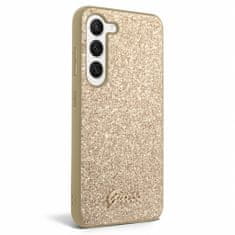 Guess  PC/TPU Glitter Flakes Metal Logo Zadní Kryt pro Samsung Galaxy S23 Gold