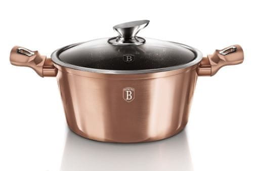 Berlingerhaus Kastrol s mramorovým povrchem a poklicí 20 cm Rosegold Metallic Line BH-1514