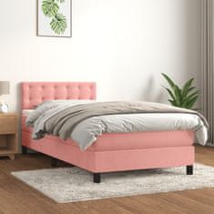 Vidaxl Box spring postel s matrací růžová 100x200 cm samet