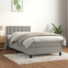 Vidaxl Box spring postel s matrací světle šedá 100x200 cm samet