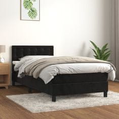 Vidaxl Box spring postel s matrací černá 100x200 cm samet