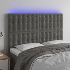 Vidaxl Čelo postele s LED tmavě šedé 144x5x118/128 cm samet