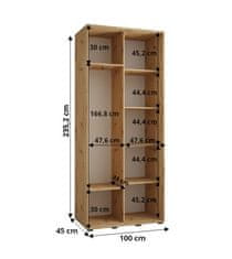 Veneti Šatní skříň ASIRI 4 - 100/45 cm, bílá / černá / stříbrná