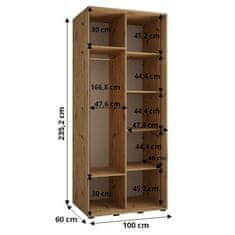 Veneti Šatní skříň ASIRI 8 - 100/60 cm, černá / stříbrná