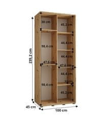 Veneti Šatní skříň ASIRI 2 - 100/45 cm, bílá / stříbrná