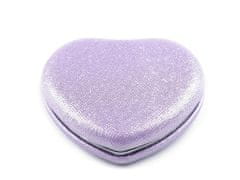 Kraftika 1ks fialová lila kosmetické zrcátko srdce metalické