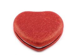 Kraftika 1ks červená kosmetické zrcátko srdce metalické