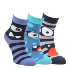 VIO  dětské barevné bavlněné elastické vzorované protiskluzové ponožky 8101924 3pack, modrá, 35-38