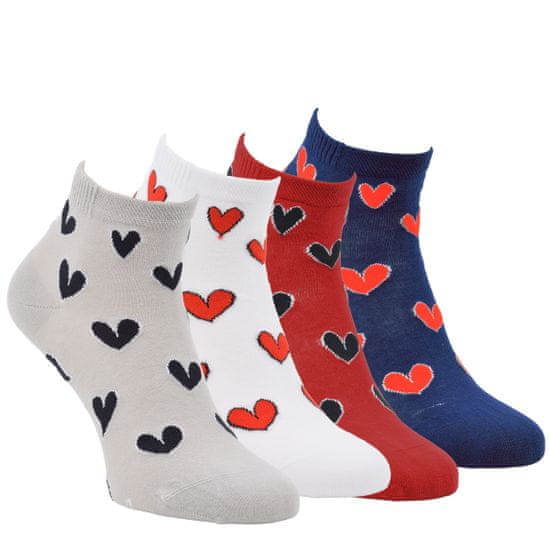 Zdravé Ponožky Zdravé ponožky dámské bavlněné kotníkové elastické ponožky se srdíčky 6301724 4pack