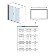 H K Sprchové dveře MELODY DW1 162 jednokřídlé dveře 158-162x195cm (dveře 76 + boční stěna 90) 