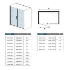 H K Sprchové dveře MELODY DW1 162 jednokřídlé dveře 158-162x195cm (dveře 76 + boční stěna 90) 