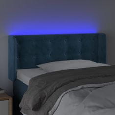 Vidaxl Čelo postele s LED tmavě modré 83 x 16 x 78/88 cm samet