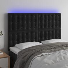 Vidaxl Čelo postele s LED černé 144x5x118/128 cm samet