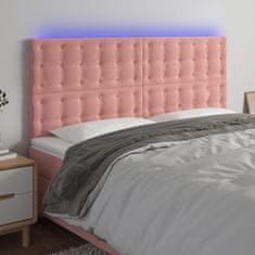 Vidaxl Čelo postele s LED růžové 200x5x118/128 cm samet