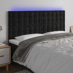 Vidaxl Čelo postele s LED černé 200x5x118/128 cm samet