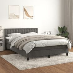 Vidaxl Box spring postel s matrací tmavě šedý 140 x 190 cm samet