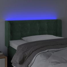 Vidaxl Čelo postele s LED tmavě zelené 93 x 16 x 78/88 cm samet