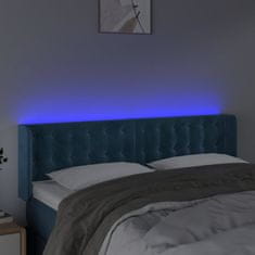 Vidaxl Čelo postele s LED tmavě modré 147 x 16 x 78/88 cm samet