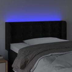 Vidaxl Čelo postele s LED černé 93 x 16 x 78/88 cm samet