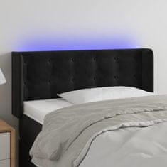 Vidaxl Čelo postele s LED černé 93 x 16 x 78/88 cm samet