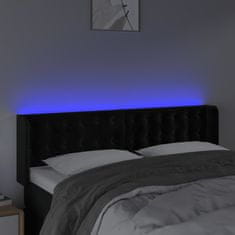 Vidaxl Čelo postele s LED černé 147 x 16 x 78/88 cm samet