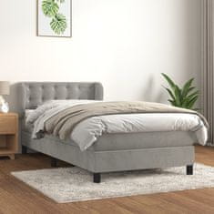 Vidaxl Box spring postel s matrací světle šedá 100x200 cm samet