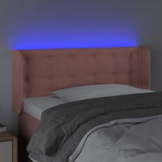 Vidaxl Čelo postele s LED růžové 93 x 16 x 78/88 cm samet