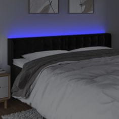 Vidaxl Čelo postele s LED černé 163 x 16 x 78/88 cm samet